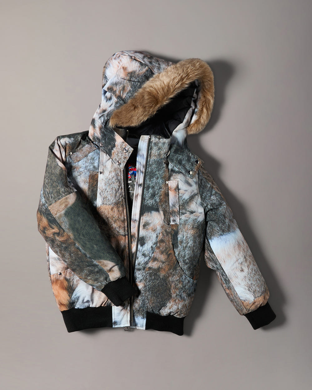 KIDS ORIGINAL DOWN BOMBER JACKET-WILD PRINT-BRONZE