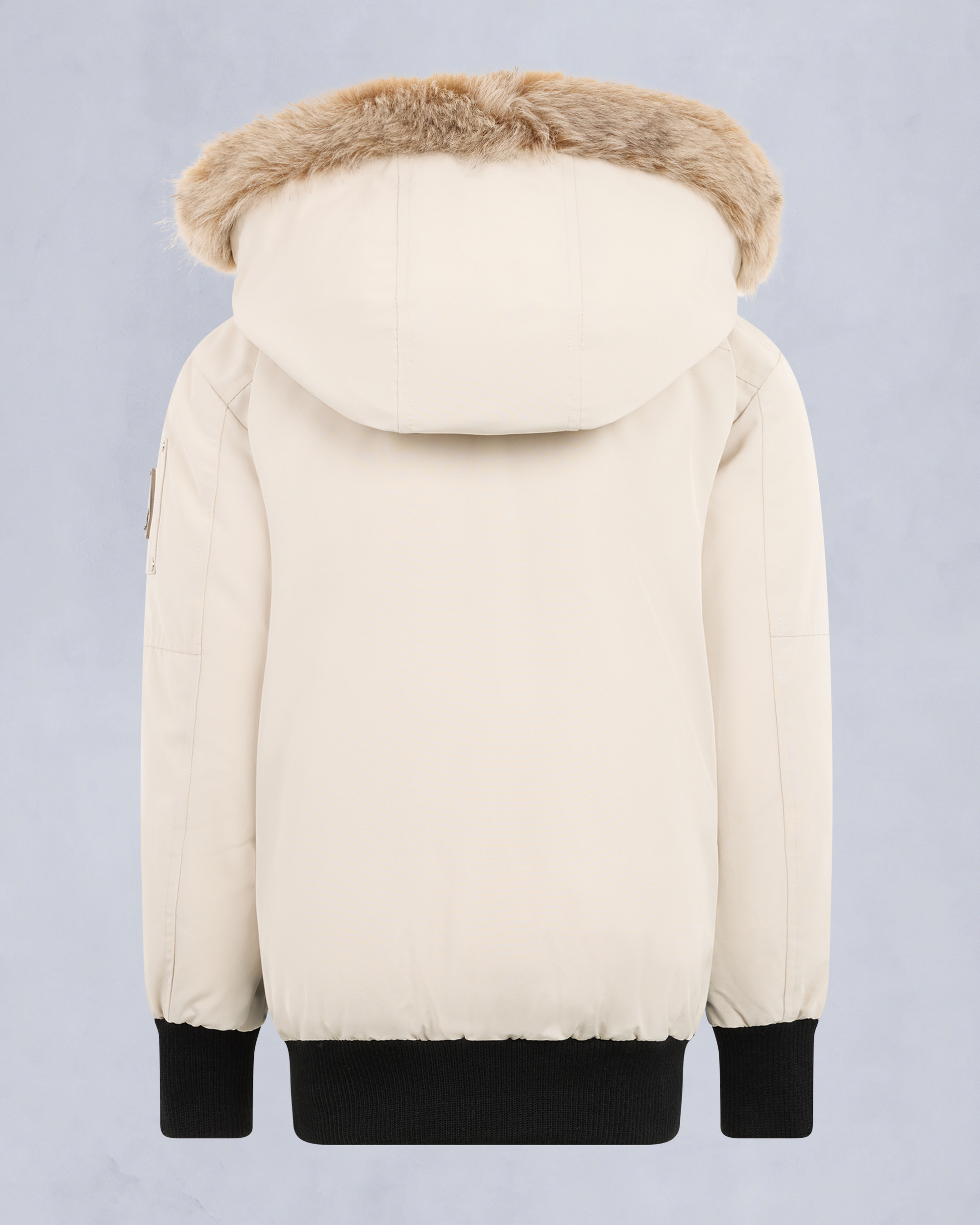 BOMBER UNISEXE ORIGINAL POUR ENFANT AVEC BORDURE EN PEAU LAINÉE-ALBAÎTRE/BRONZE