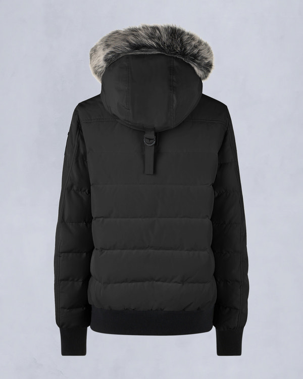 ONYX LADRIERE SHEARLING BOMBER JACKET-BLACK/ICE