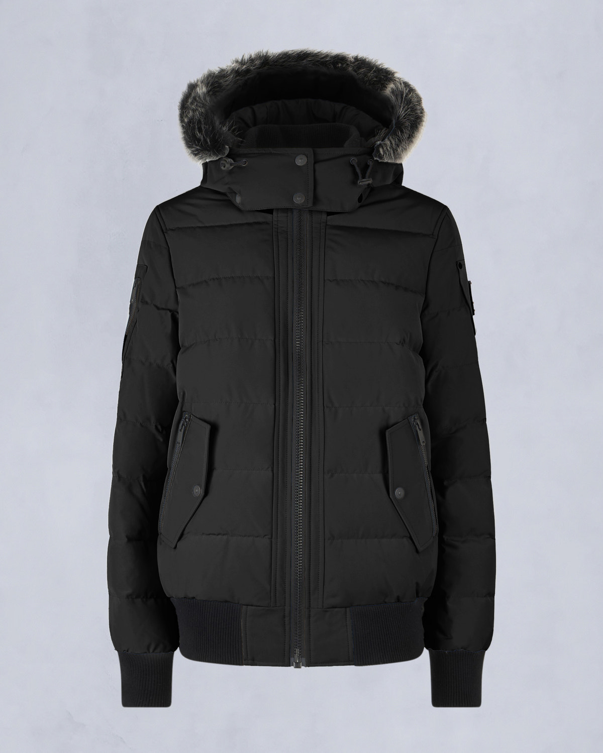 ONYX LADRIERE SHEARLING BOMBER JACKET-BLACK/ICE