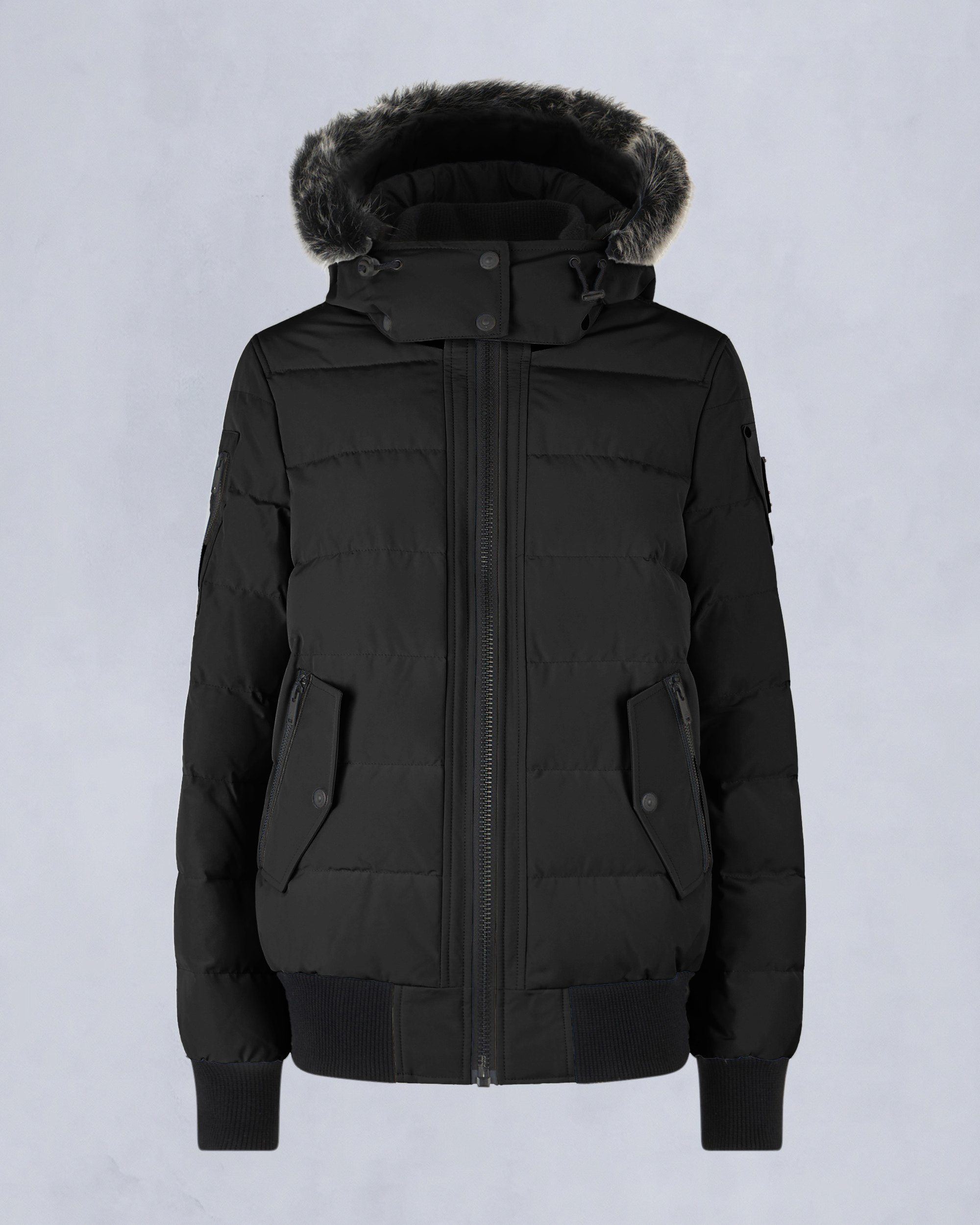 ONYX LADRIERE SHEARLING BOMBER JACKET-BLACK/ICE