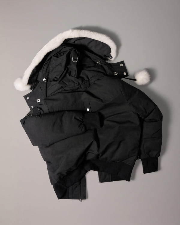 BLOUSON AVIATEUR ORIGINAL DEBBIE EN DUVET-NOIR-NATUREL