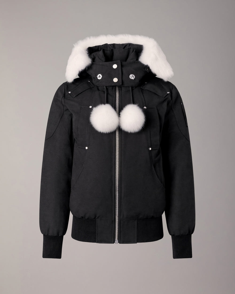 BLOUSON AVIATEUR ORIGINAL DEBBIE EN DUVET-NOIR-NATUREL