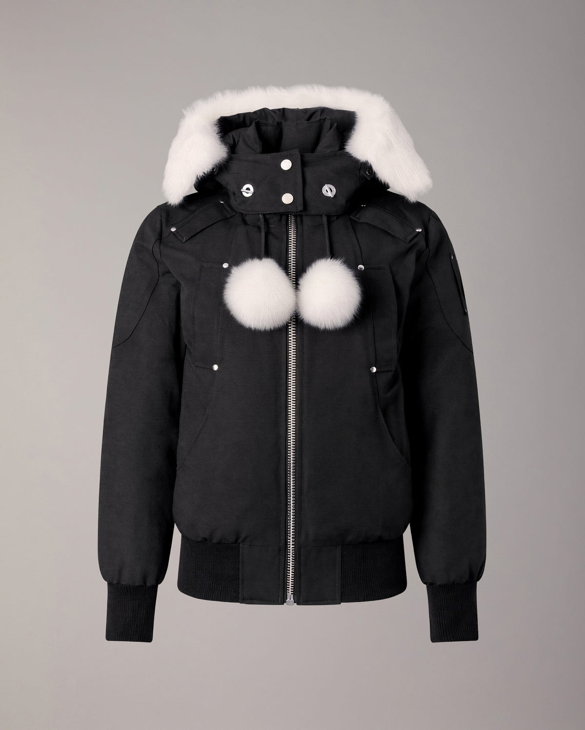 BLOUSON AVIATEUR ORIGINAL DEBBIE EN DUVET-NOIR-NATUREL