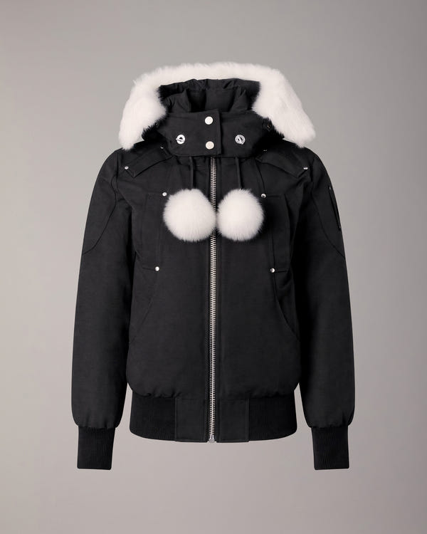 BLOUSON AVIATEUR ORIGINAL DEBBIE EN DUVET-NOIR-NATUREL