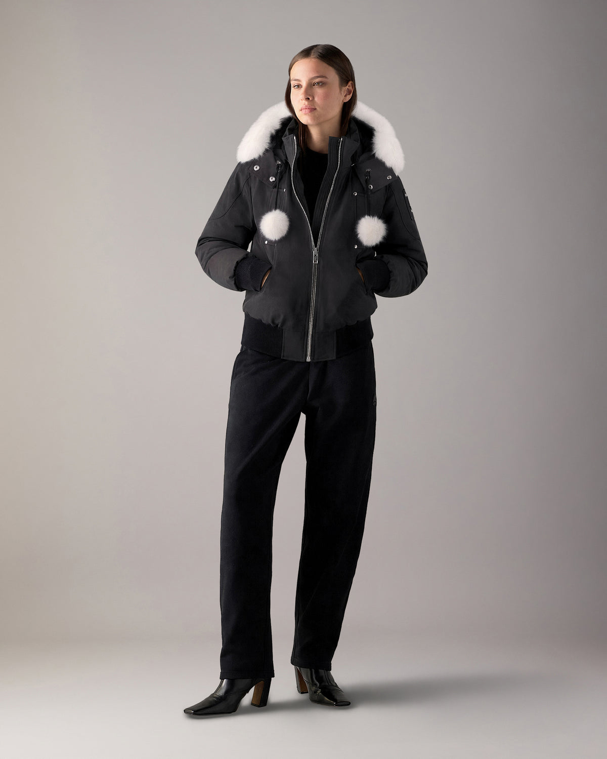 ORIGINAL DEBBIE DOWN BOMBER-BLACK-NATURAL