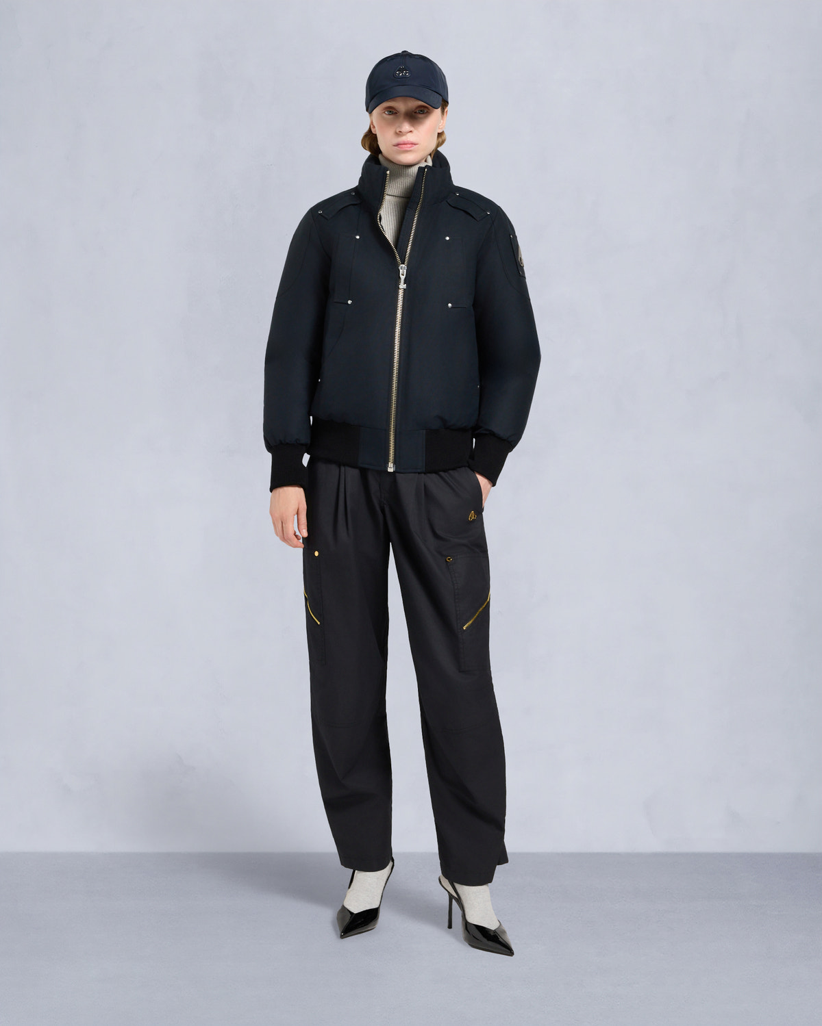 ORIGINAL DEBBIE BOMBER JACKET-NAVY/NATURAL
