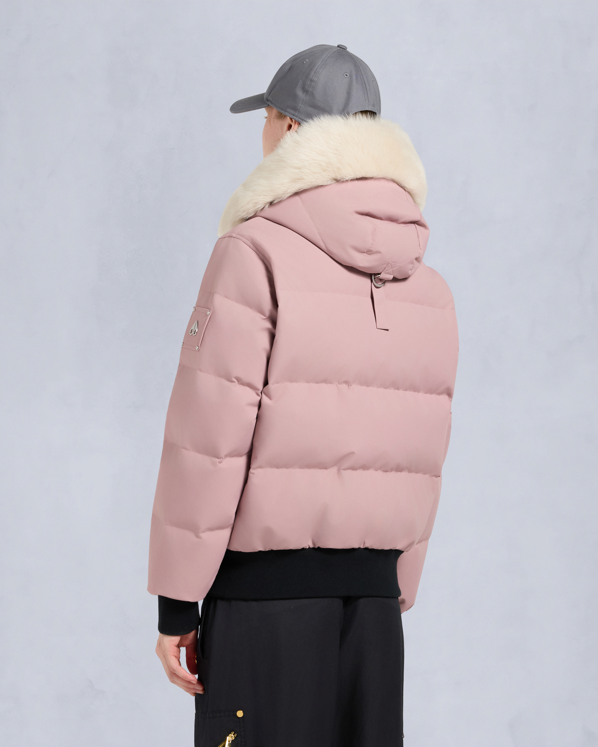 BLOUSON AVIATEUR CLOUD EN PEAU DE MOUTON-MAUVE/ALBÂTRE