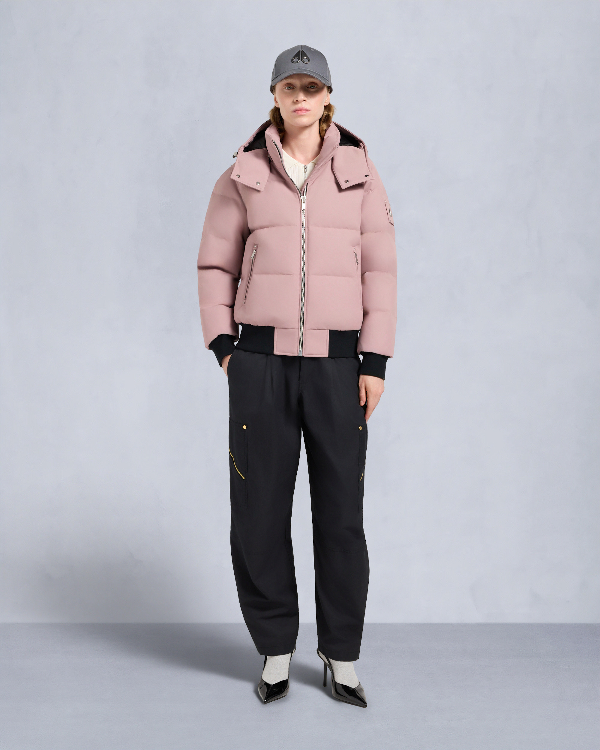 BLOUSON AVIATEUR CLOUD EN PEAU DE MOUTON-MAUVE/ALBÂTRE