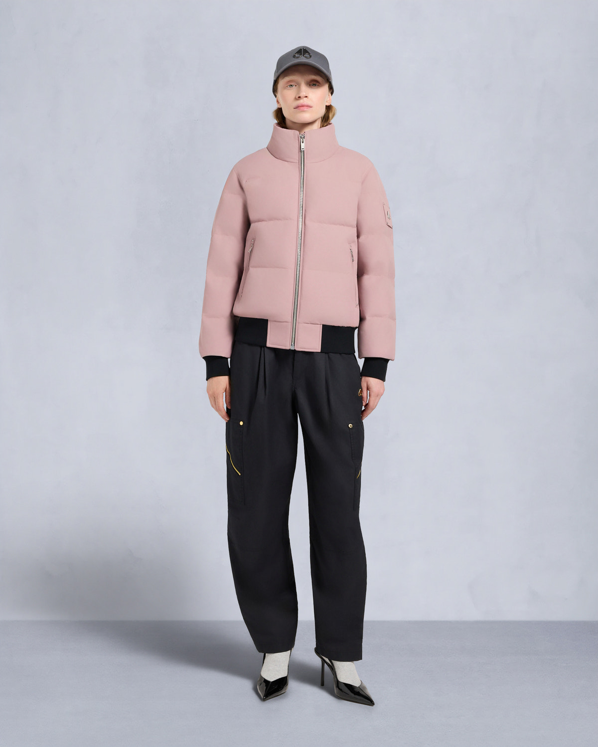 BLOUSON AVIATEUR CLOUD EN PEAU DE MOUTON-MAUVE/ALBÂTRE