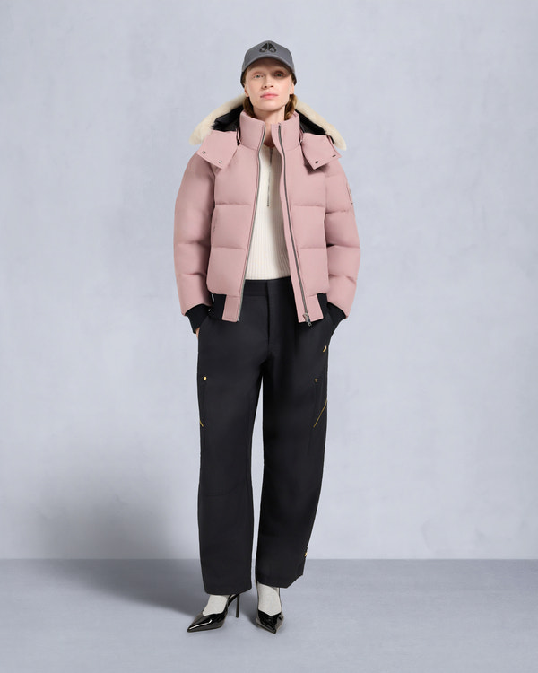 BLOUSON AVIATEUR CLOUD EN PEAU DE MOUTON-MAUVE/ALBÂTRE