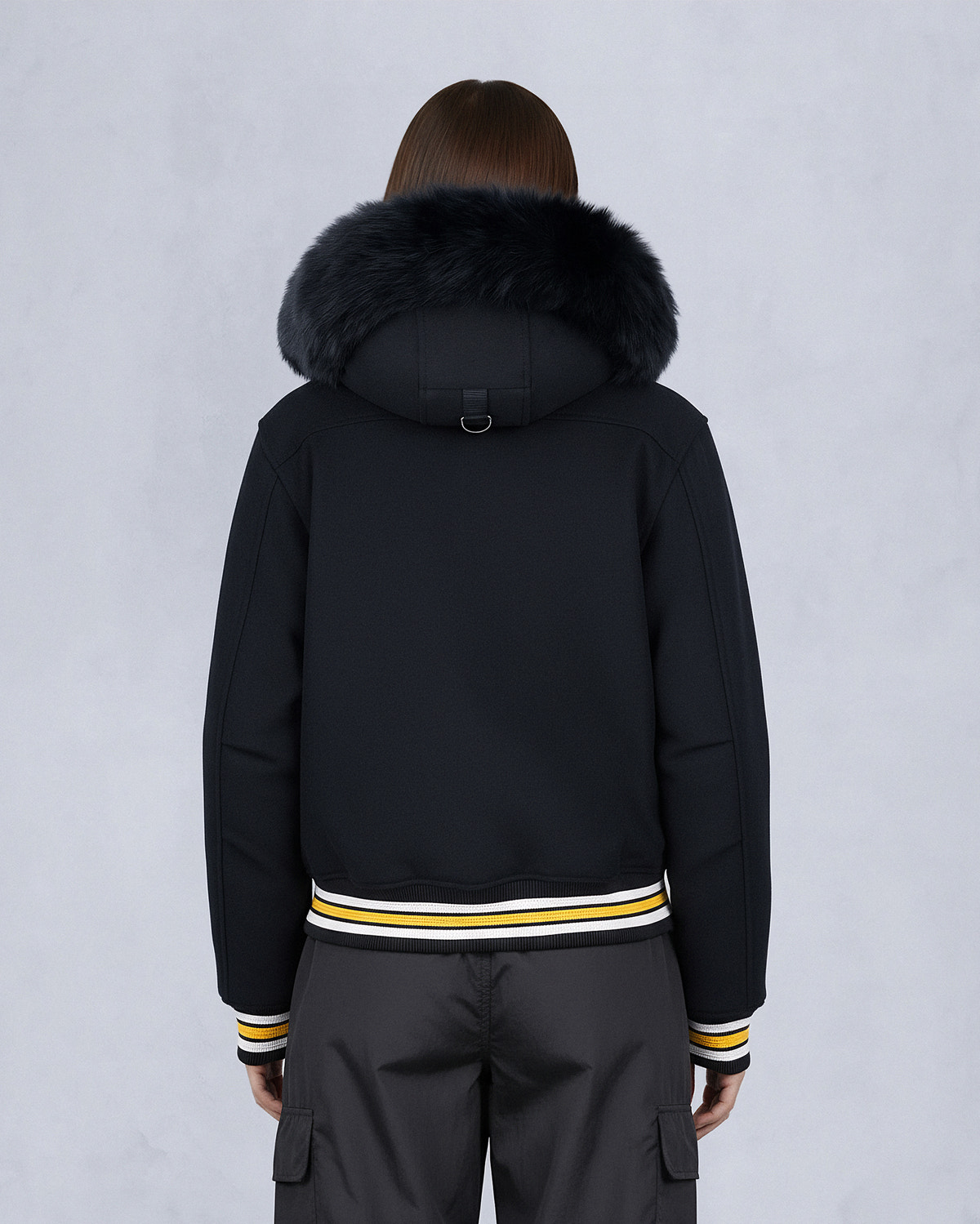 NHL X MOOSE KNUCKLES BRUINS BOMBER JACKET-BLACK/BONE/BONE