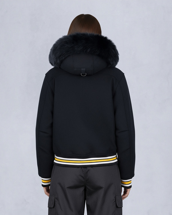 NHL X MOOSE KNUCKLES BRUINS BOMBER JACKET-BLACK/BONE/BONE