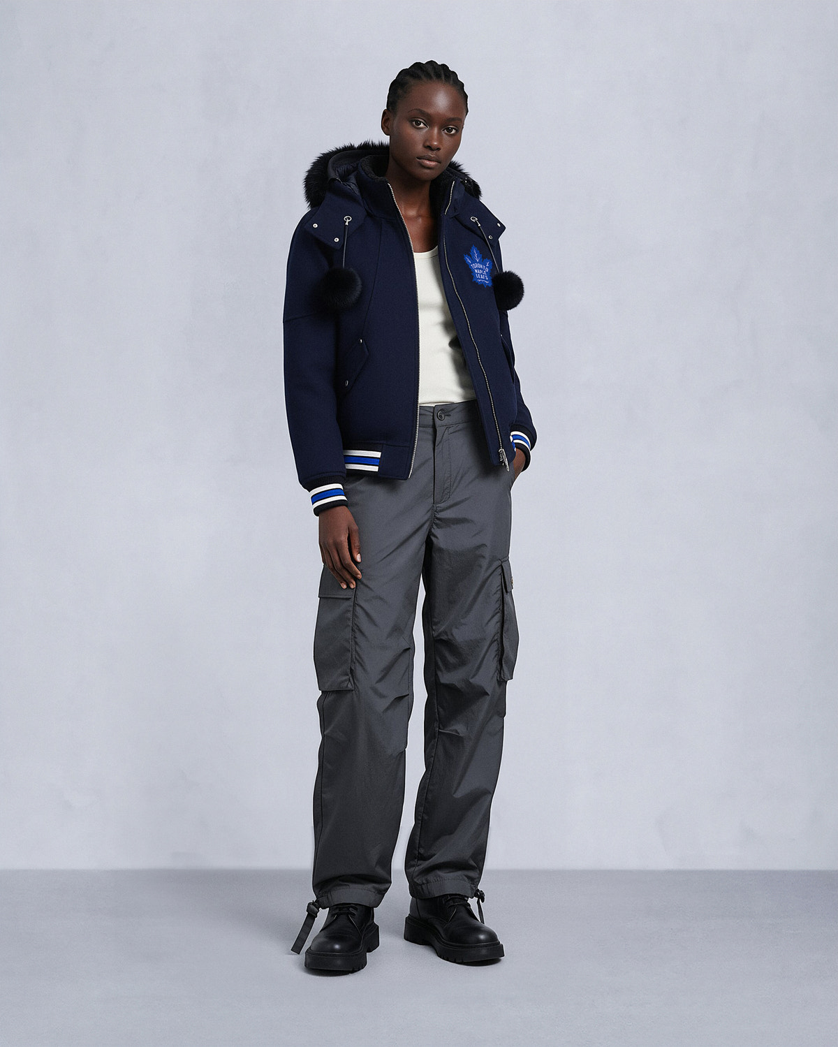 BLOUSON AVIATEUR D'ÉQUIPE MAPLE LEAFS NHL X MOOSE KNUCKLES-BLEU MARINE/BLEU/OS/NOIR