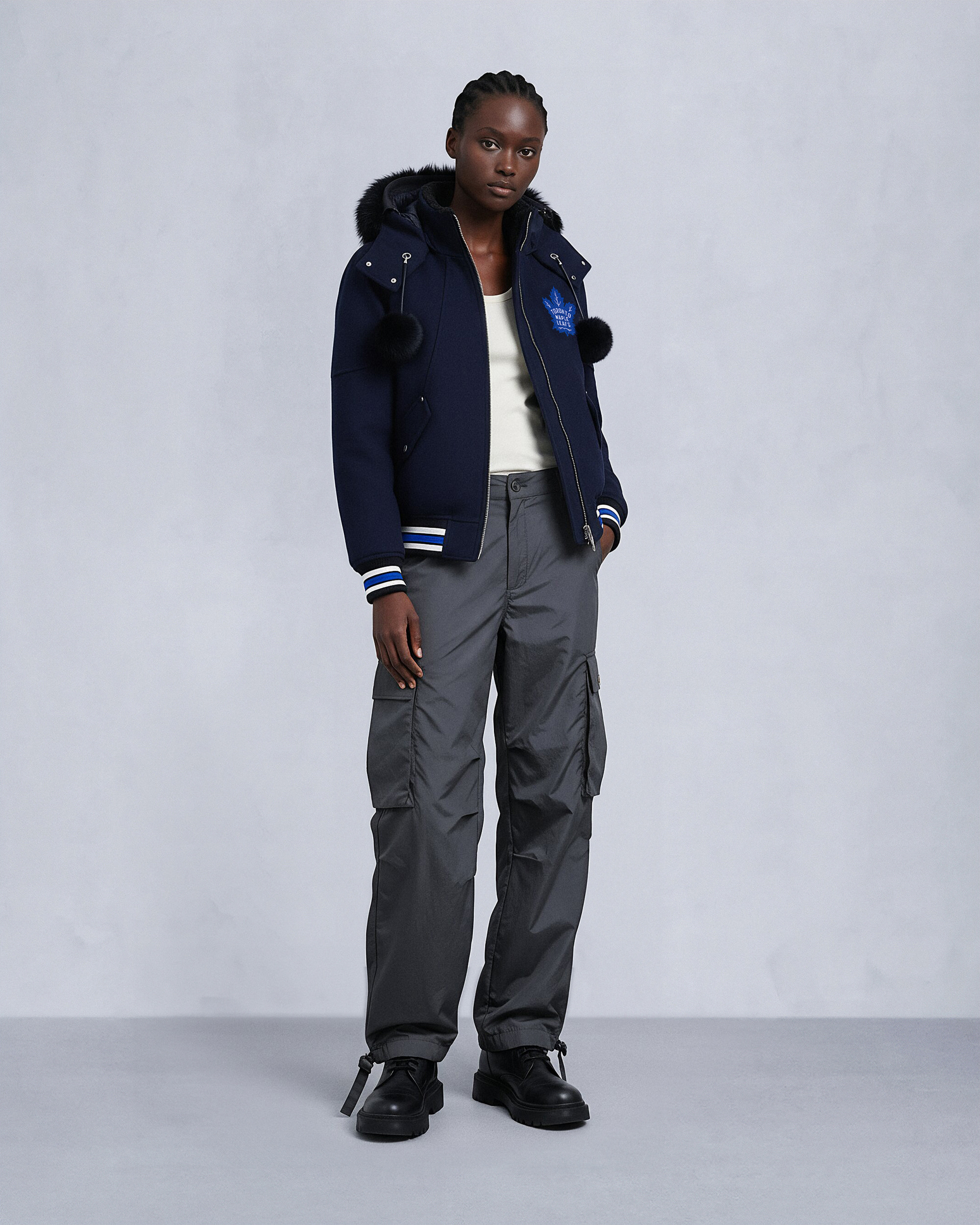 BLOUSON AVIATEUR D'ÉQUIPE MAPLE LEAFS NHL X MOOSE KNUCKLES-BLEU MARINE/BLEU/OS/NOIR