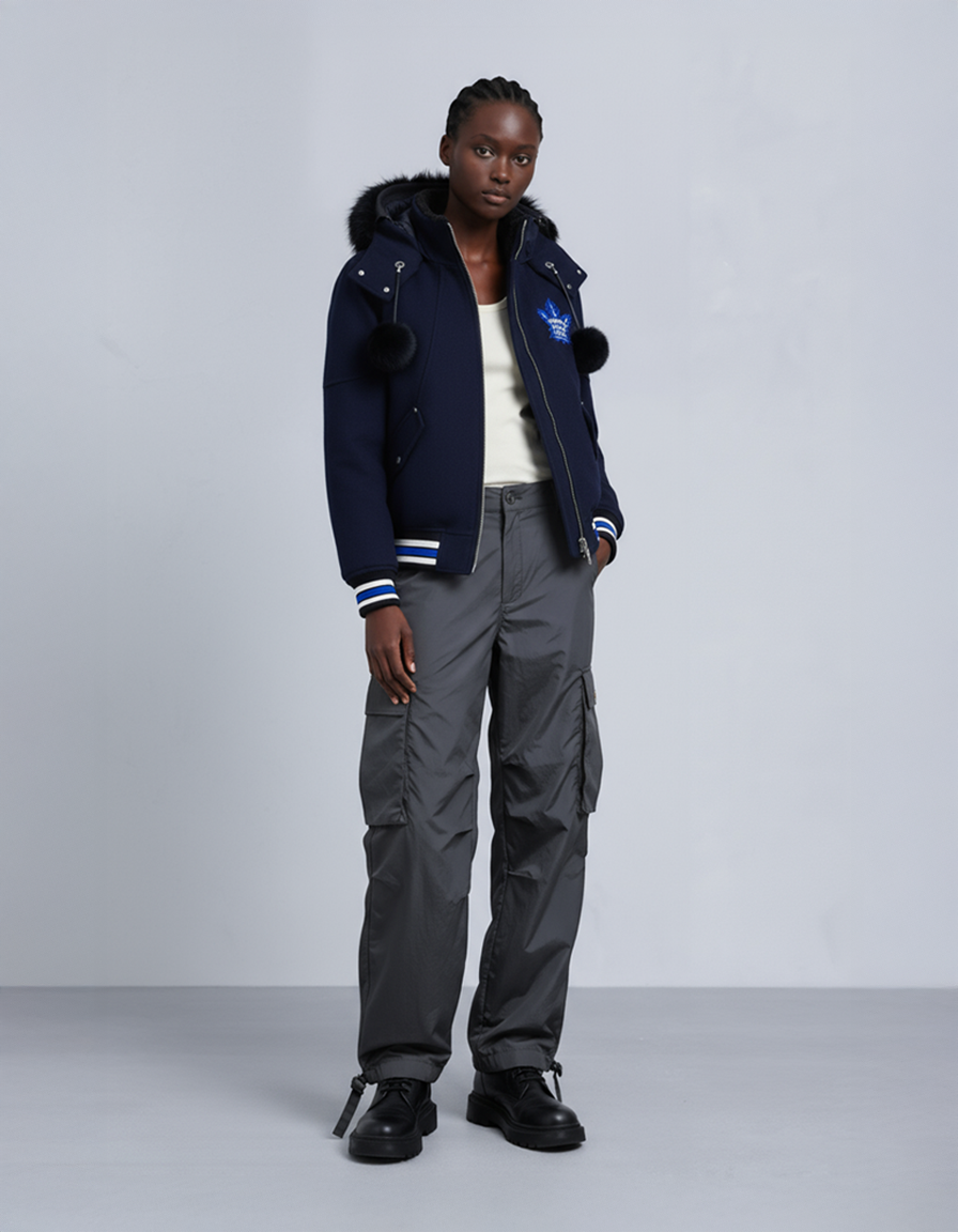 BLOUSON AVIATEUR D'ÉQUIPE MAPLE LEAFS NHL X MOOSE KNUCKLES-BLEU MARINE/BLEU/OS/NOIR