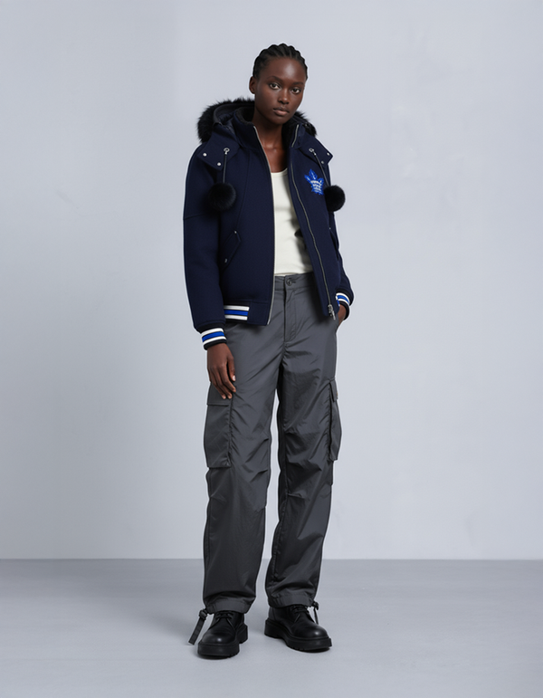 BLOUSON AVIATEUR D'ÉQUIPE MAPLE LEAFS NHL X MOOSE KNUCKLES-BLEU MARINE/BLEU/OS/NOIR