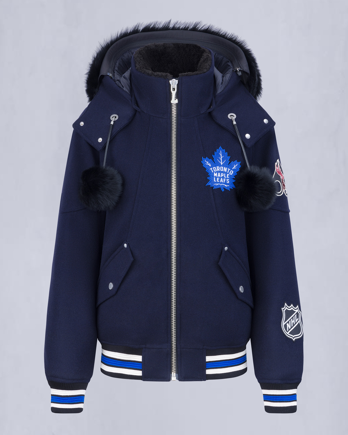 BLOUSON AVIATEUR D'ÉQUIPE MAPLE LEAFS NHL X MOOSE KNUCKLES-BLEU MARINE/BLEU/OS/NOIR