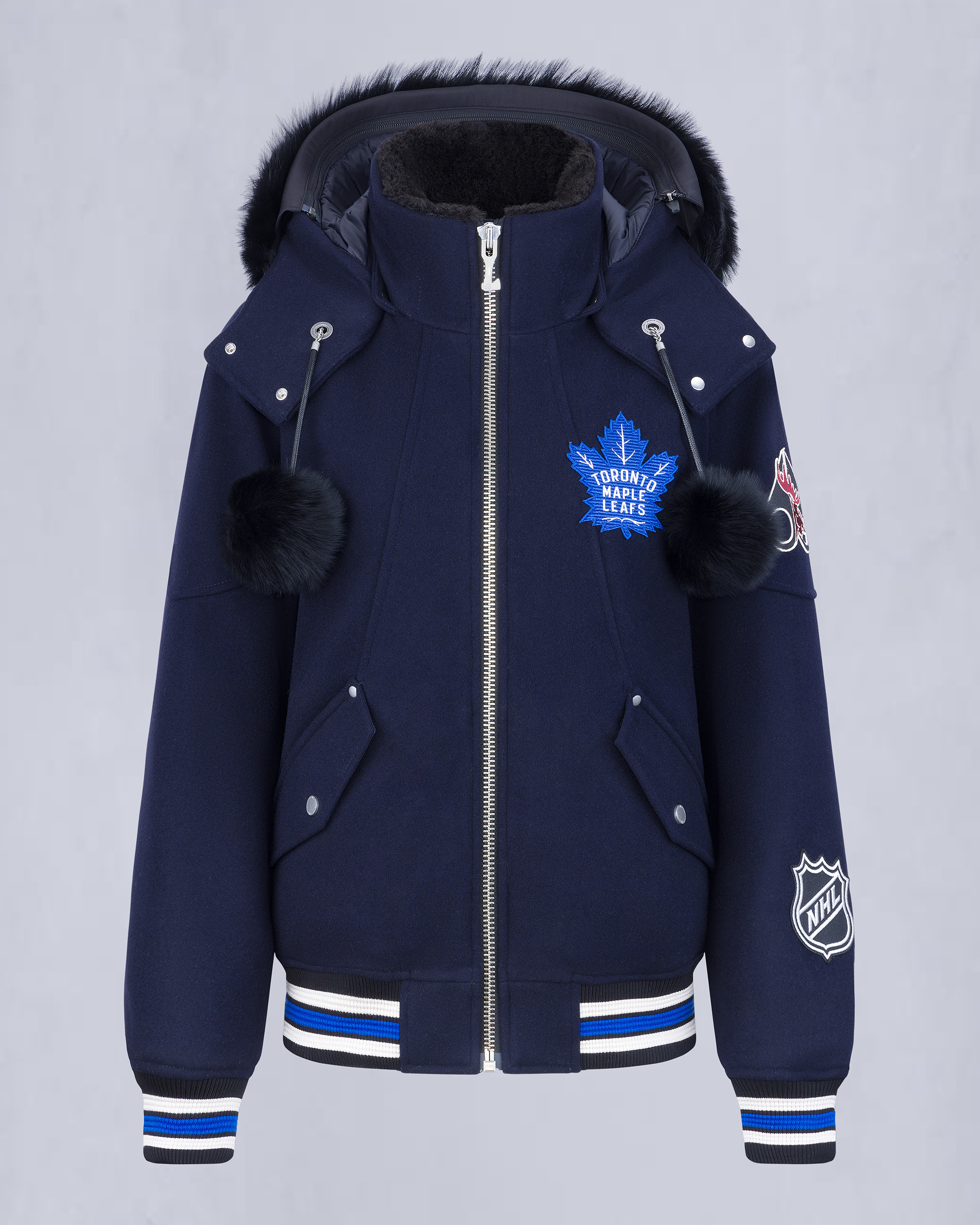 BLOUSON AVIATEUR D'ÉQUIPE MAPLE LEAFS NHL X MOOSE KNUCKLES-BLEU MARINE/BLEU/OS/NOIR