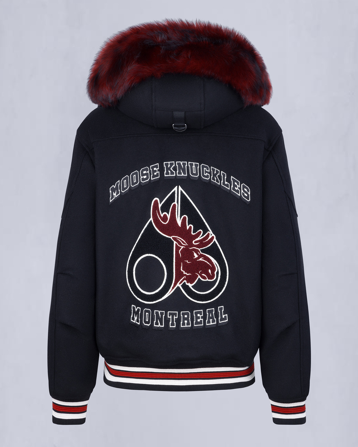 NHL X MOOSE KNUCKLES TEAM BOMBER JACKET-BLACK/SUMAC/BONE