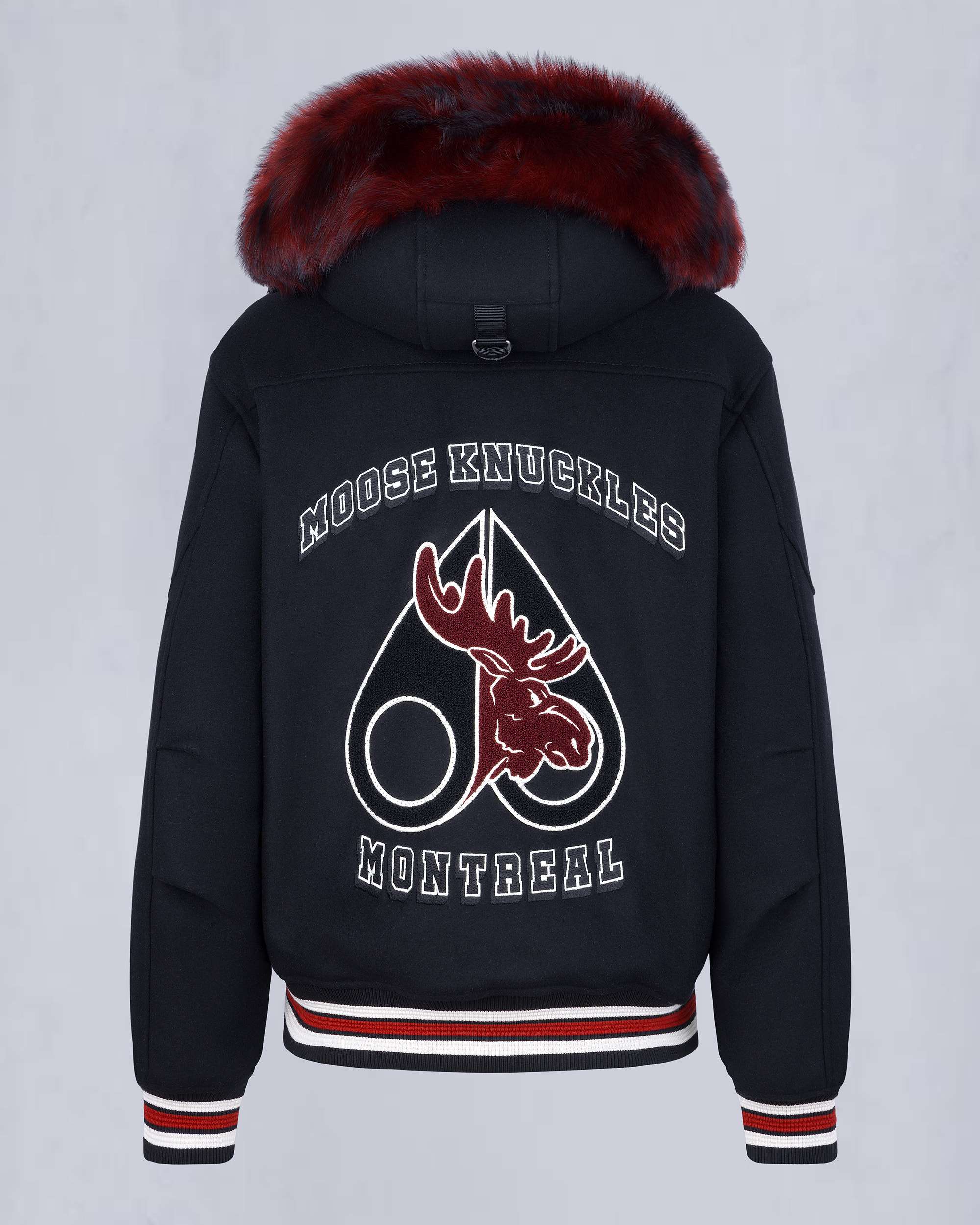 NHL X MOOSE KNUCKLES TEAM BOMBER JACKET-BLACK/SUMAC/BONE