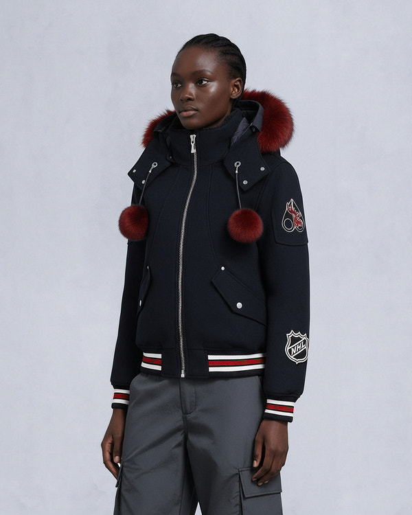 NHL X MOOSE KNUCKLES TEAM BOMBER JACKET-BLACK/SUMAC/BONE