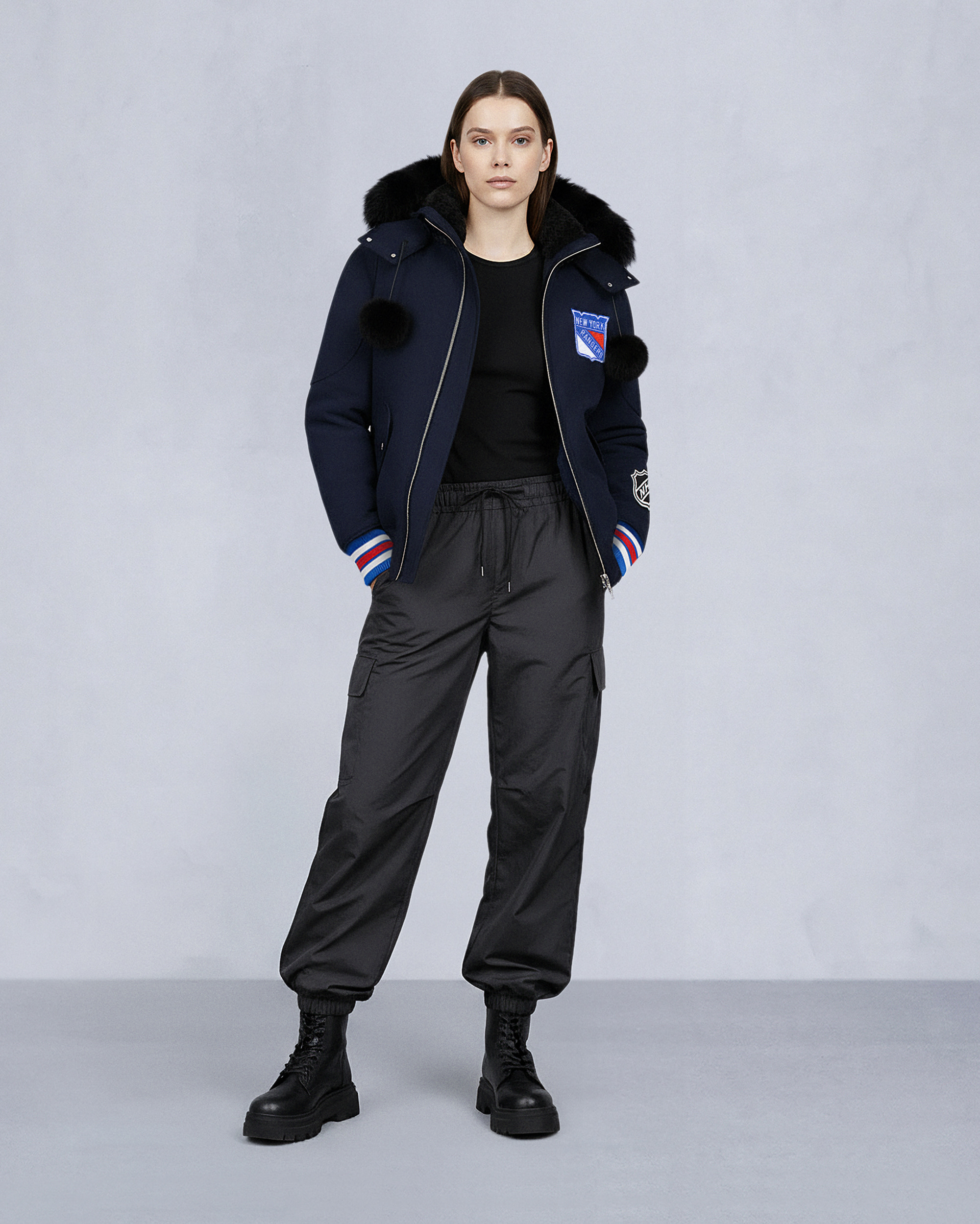 BLOUSON AVIATEUR NHL X MOOSE KNUCKLES RANGERS-BLEU MARINE/ROUGE/OS/NOIR