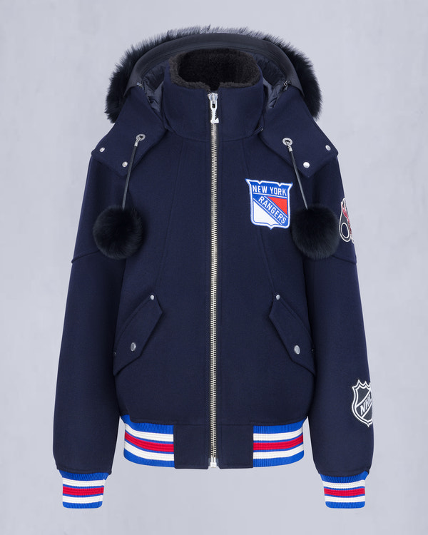 BLOUSON AVIATEUR NHL X MOOSE KNUCKLES RANGERS-BLEU MARINE/ROUGE/OS/NOIR
