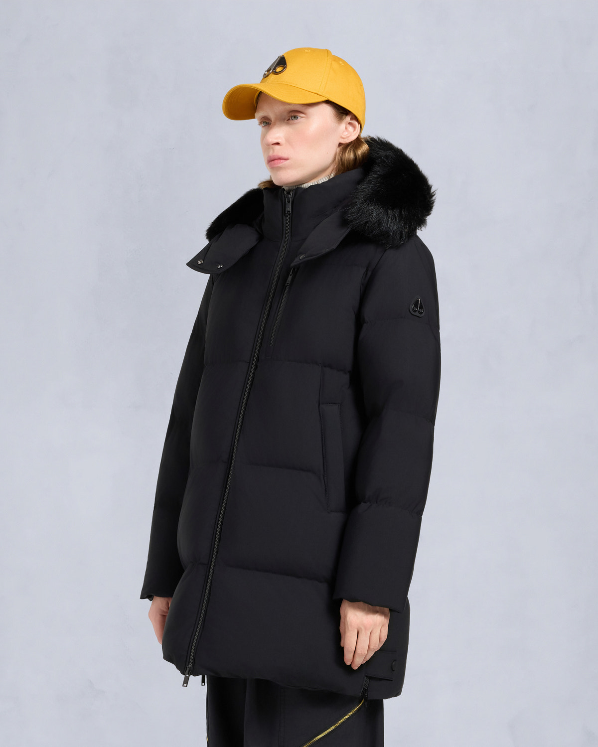 NYLUXE CHELIA SHEARLING 3Q JACKET-BLACK/BLACK