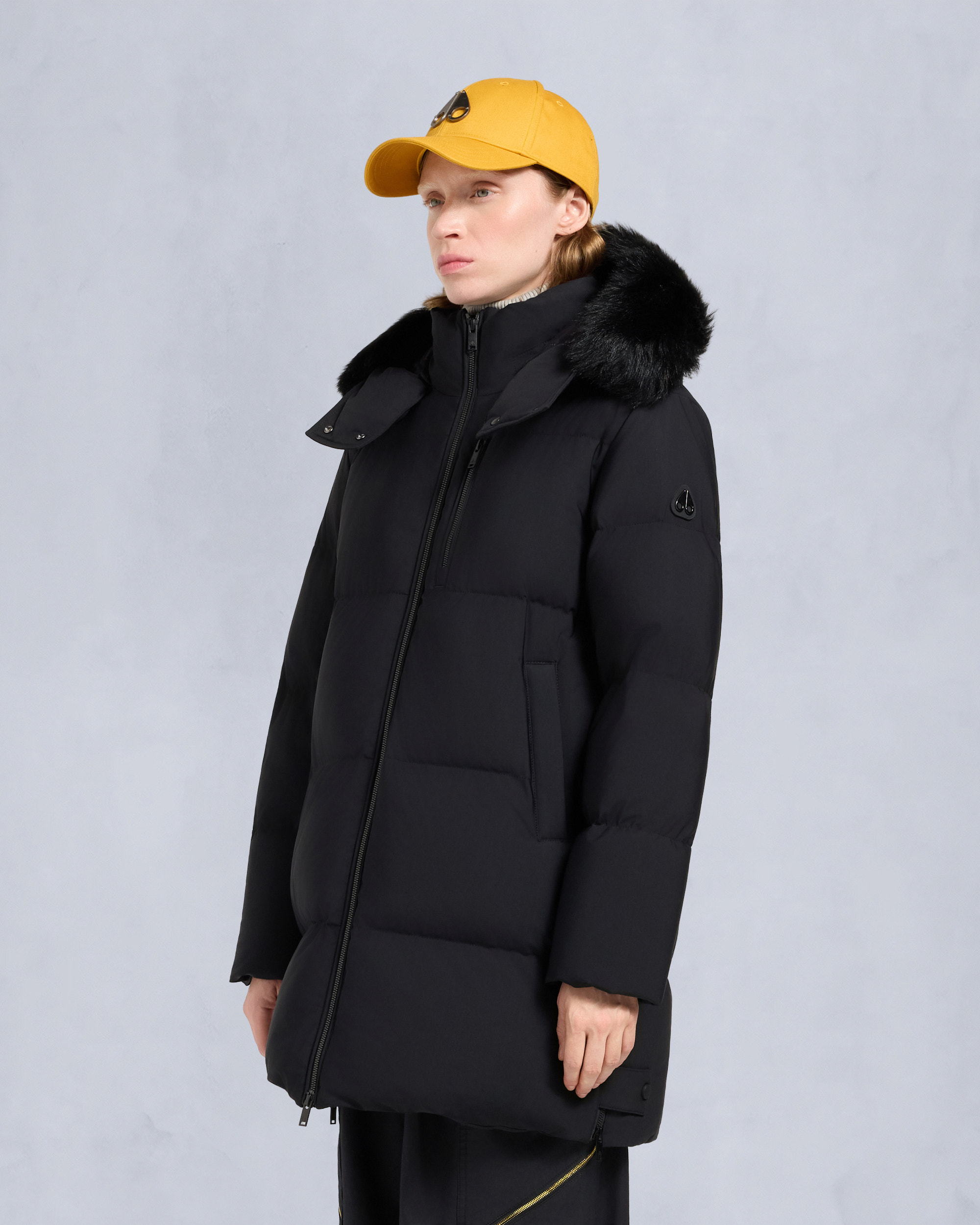 NYLUXE CHELIA SHEARLING 3Q JACKET-BLACK/BLACK