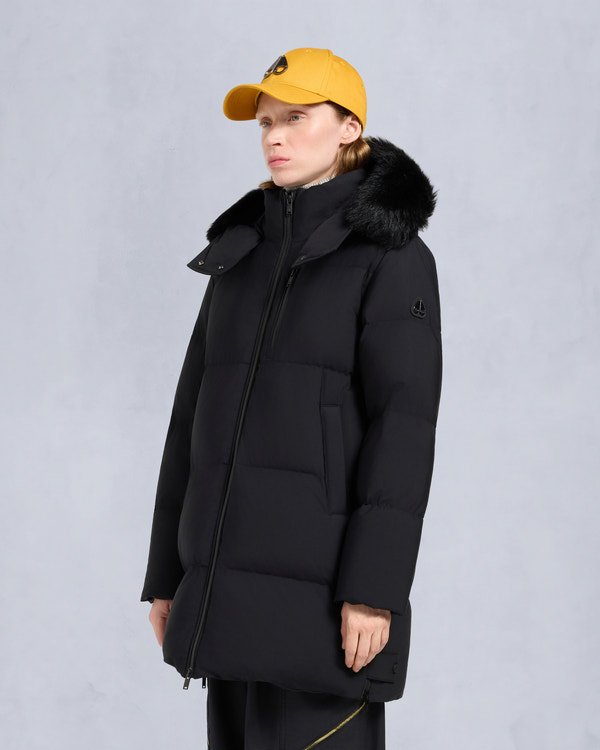 NYLUXE CHELIA SHEARLING 3Q JACKET-BLACK/BLACK