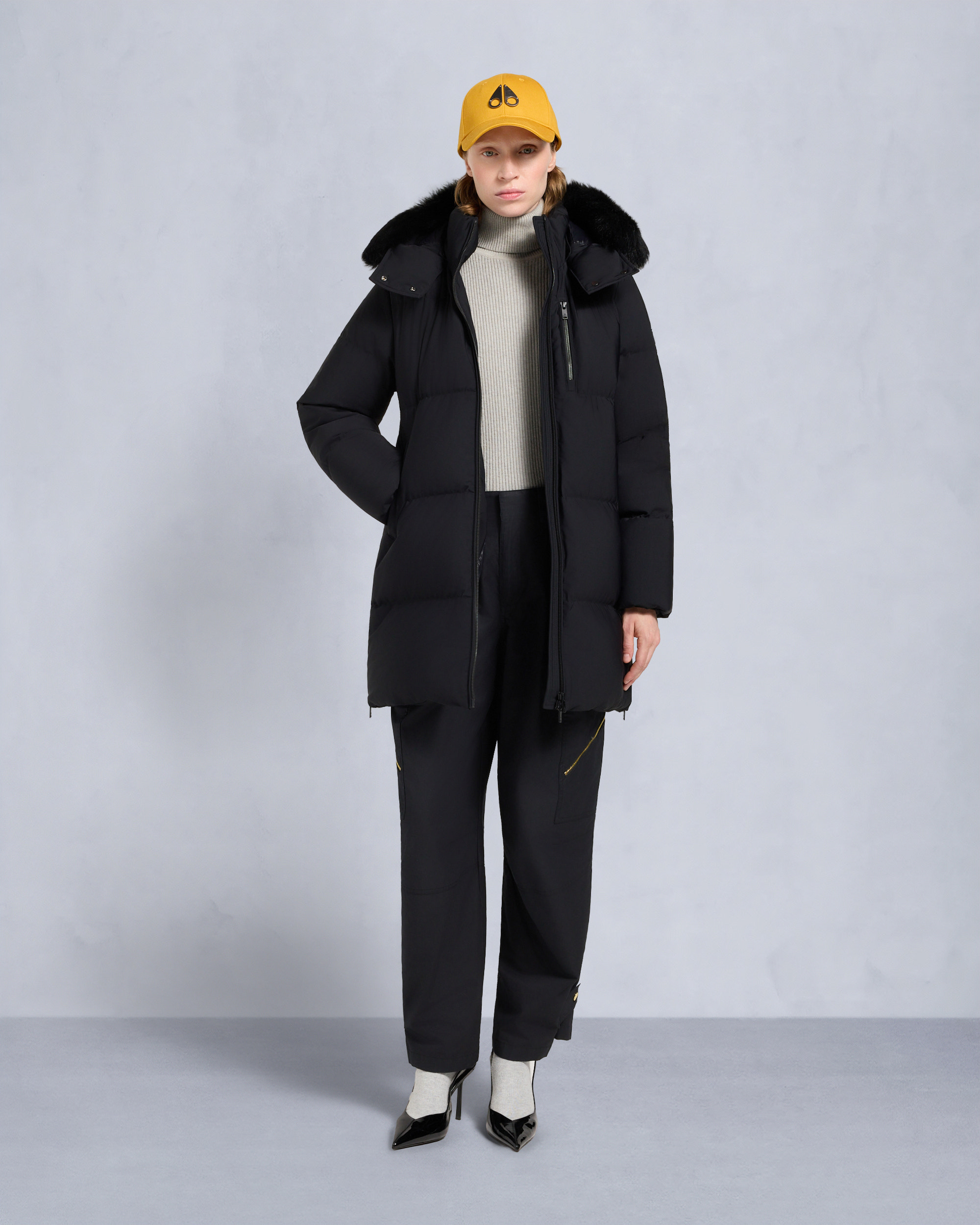 NYLUXE CHELIA SHEARLING 3Q JACKET-BLACK/BLACK