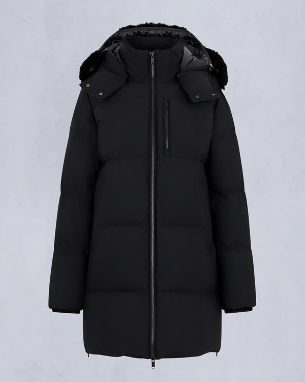 NYLUXE CHELIA SHEARLING 3Q JACKET-BLACK/BLACK