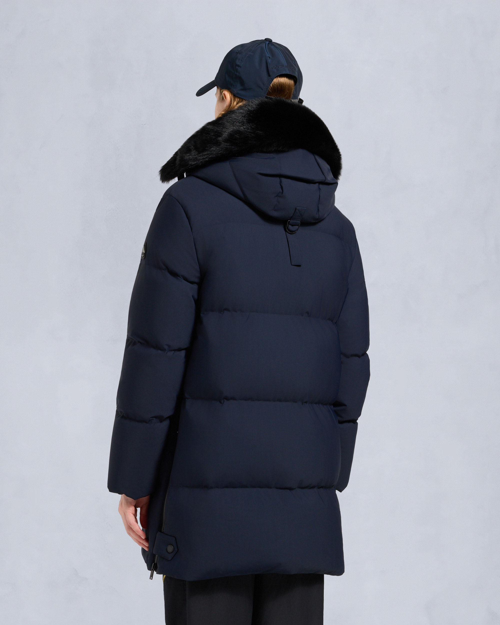 NYLUXE CHELIA SHEARLING 3Q JACKET-NAVY/BLACK