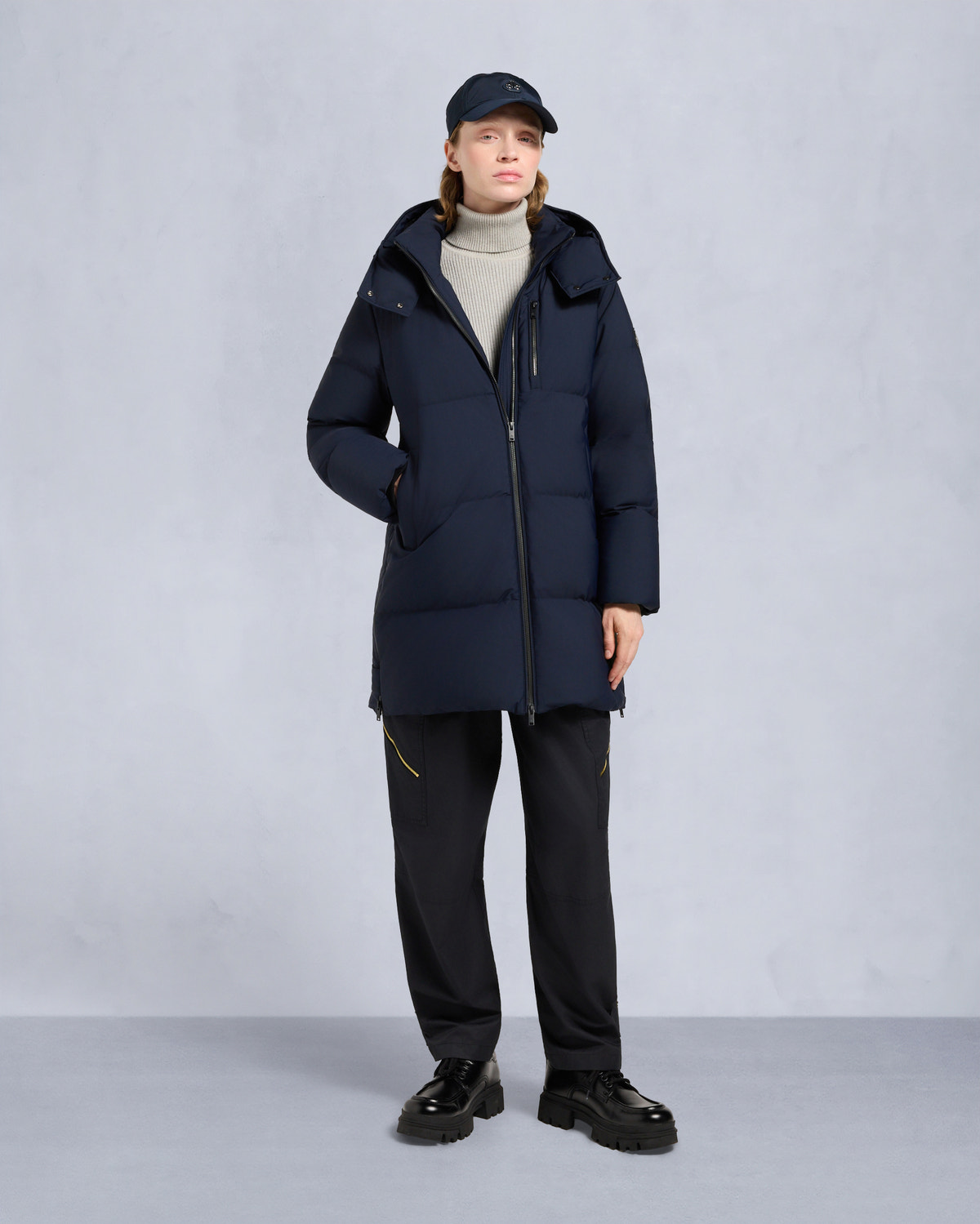 NYLUXE CHELIA SHEARLING 3Q JACKET-NAVY/BLACK