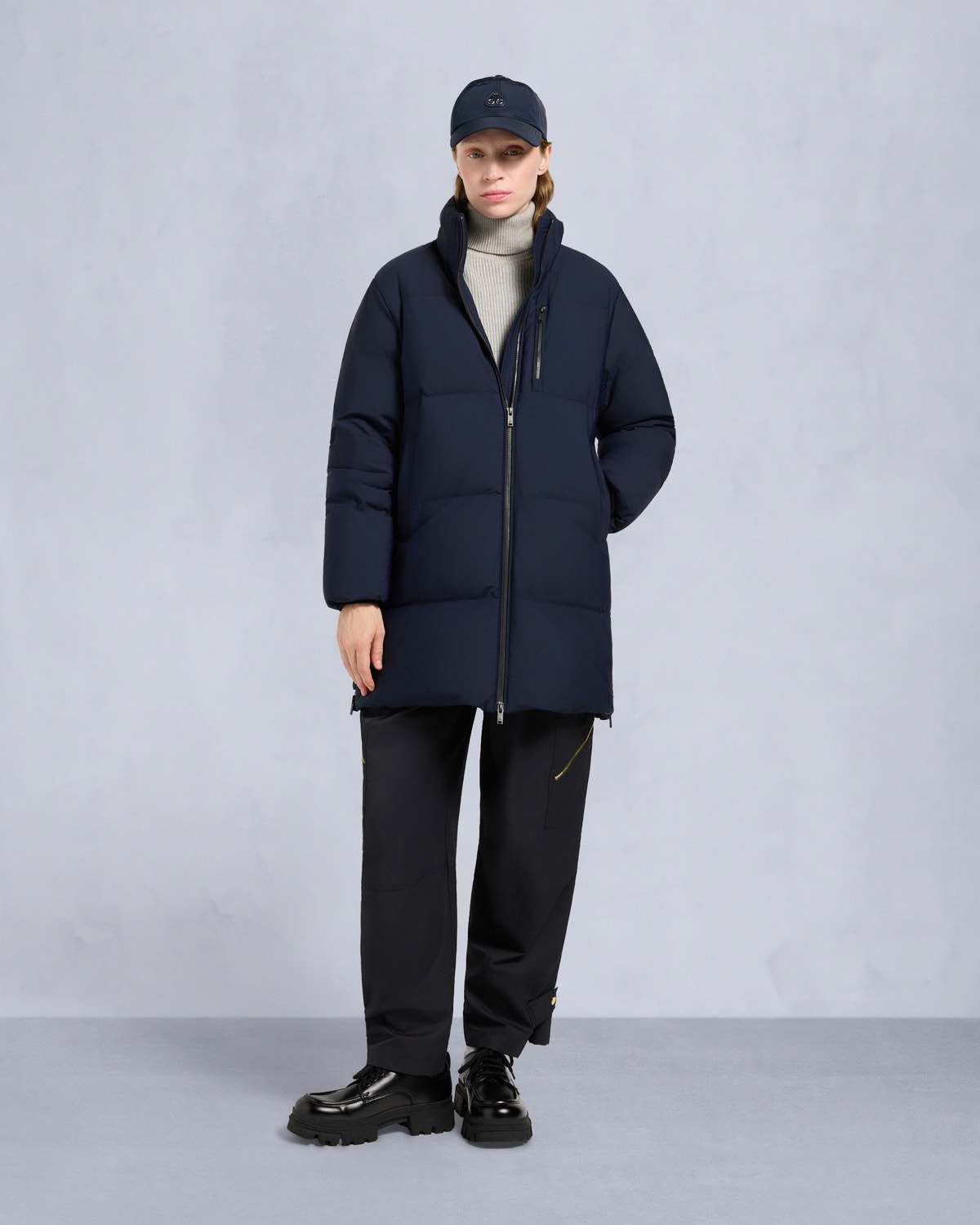 NYLUXE CHELIA SHEARLING 3Q JACKET-NAVY/BLACK