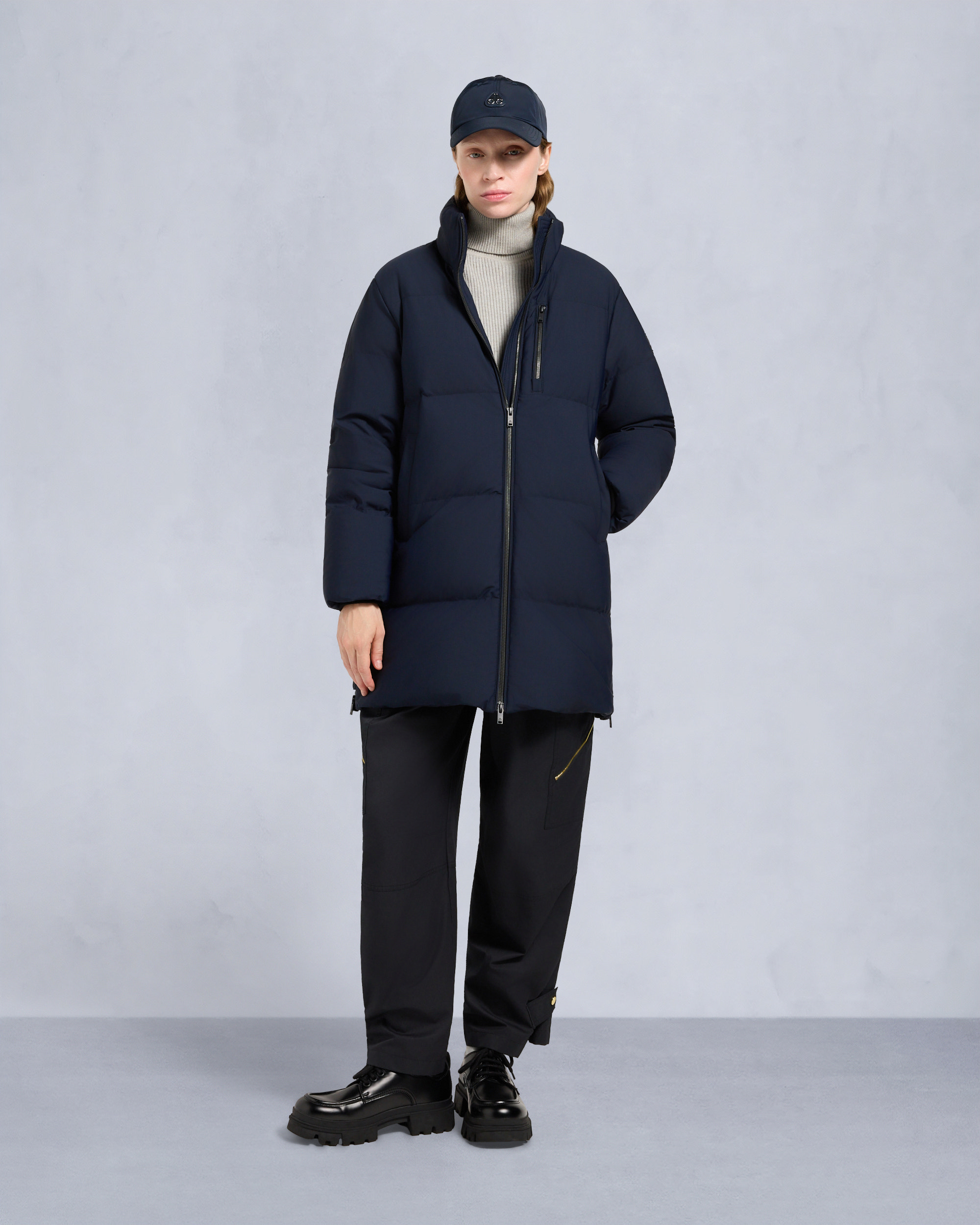 NYLUXE CHELIA SHEARLING 3Q JACKET-NAVY/BLACK