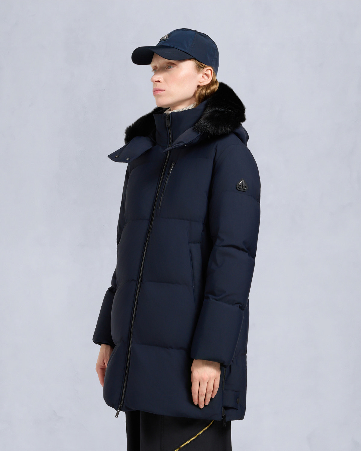 NYLUXE CHELIA SHEARLING 3Q JACKET-NAVY/BLACK