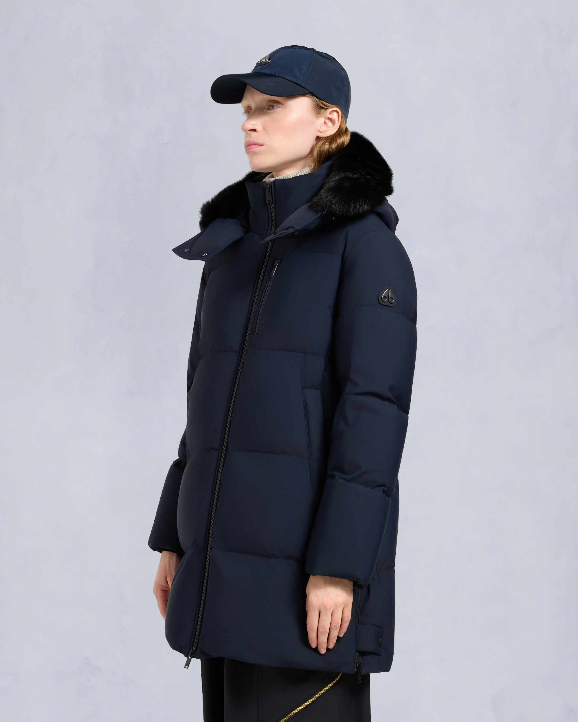 NYLUXE CHELIA SHEARLING 3Q JACKET-NAVY/BLACK