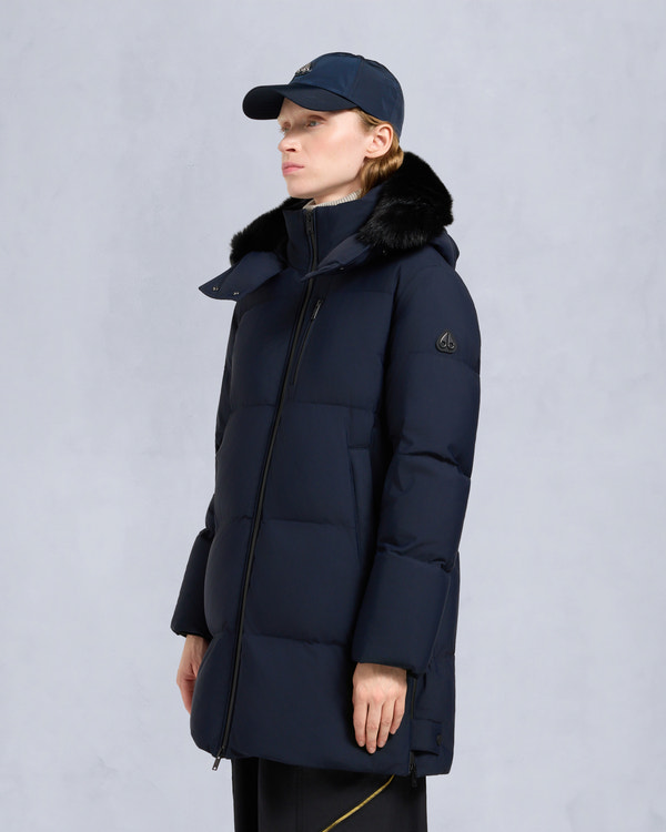 NYLUXE CHELIA SHEARLING 3Q JACKET-NAVY/BLACK