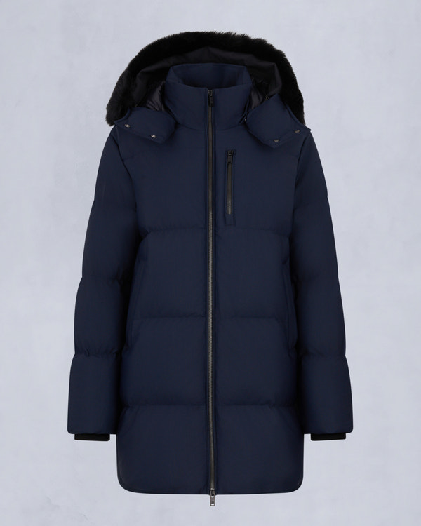 NYLUXE CHELIA SHEARLING 3Q JACKET-NAVY/BLACK