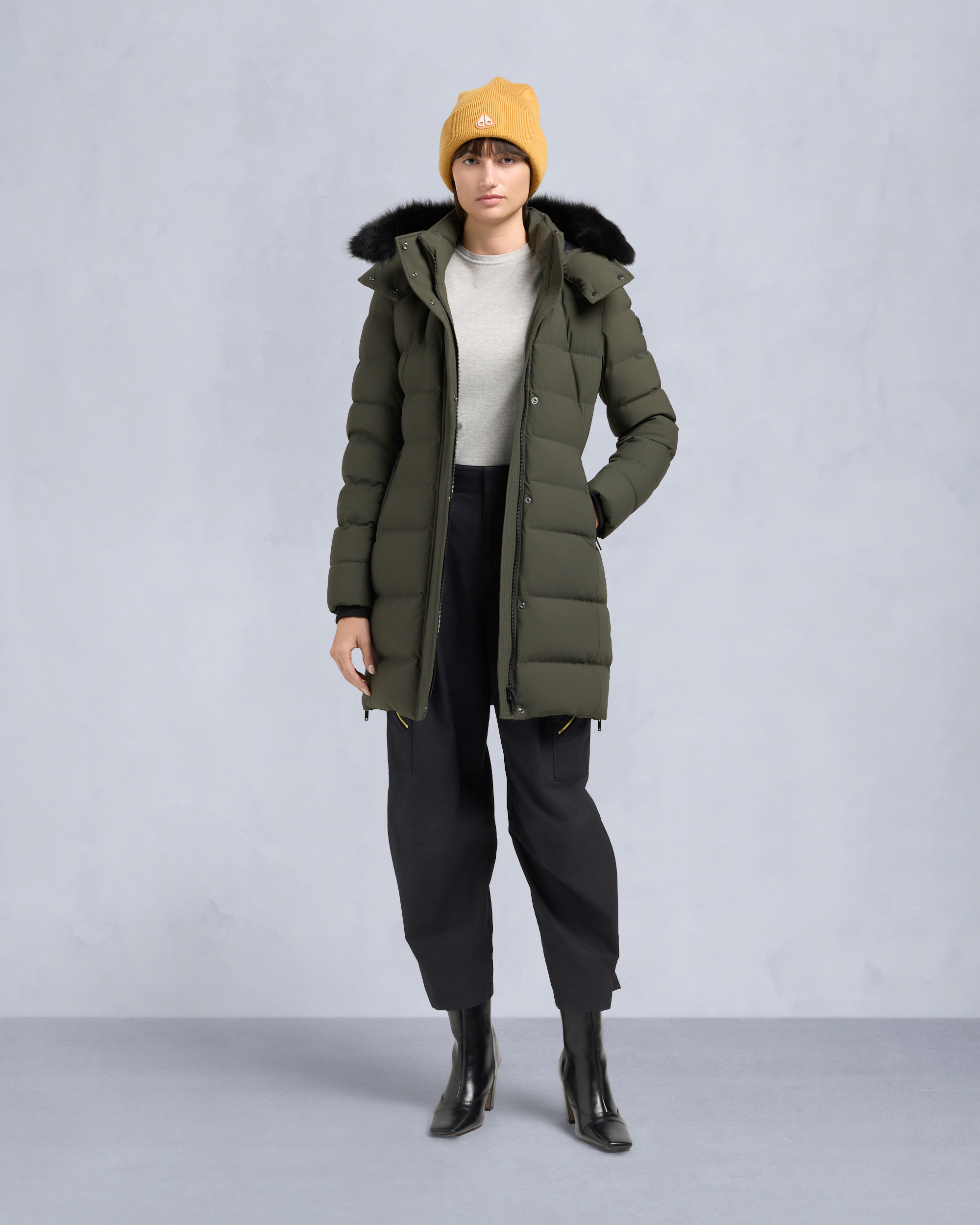 NYLUXE WATERSHED 3 PARKA-DARK OLIVE/BLACK
