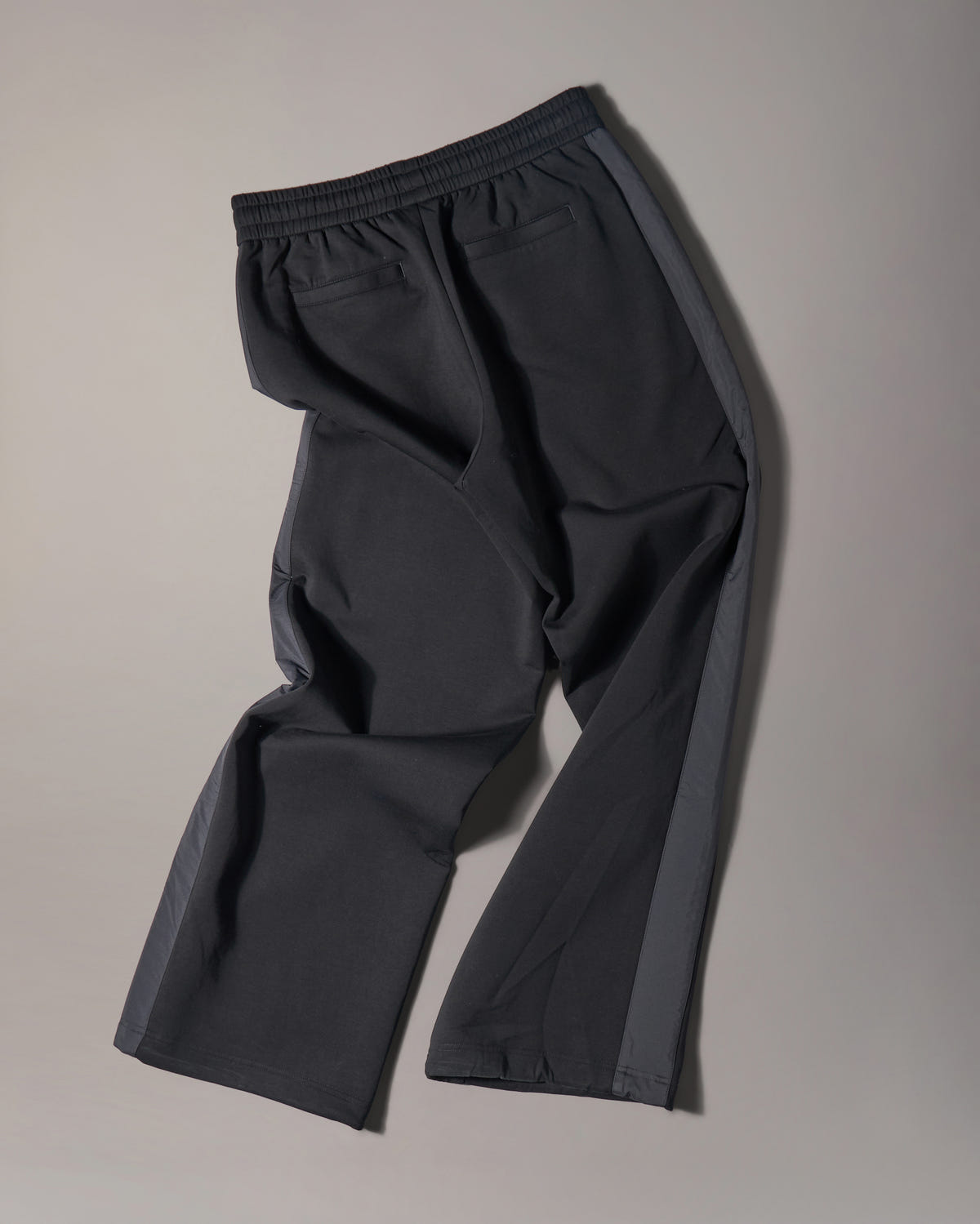 MIXED MEDIA WIDE-LEG PANTS-BLACK