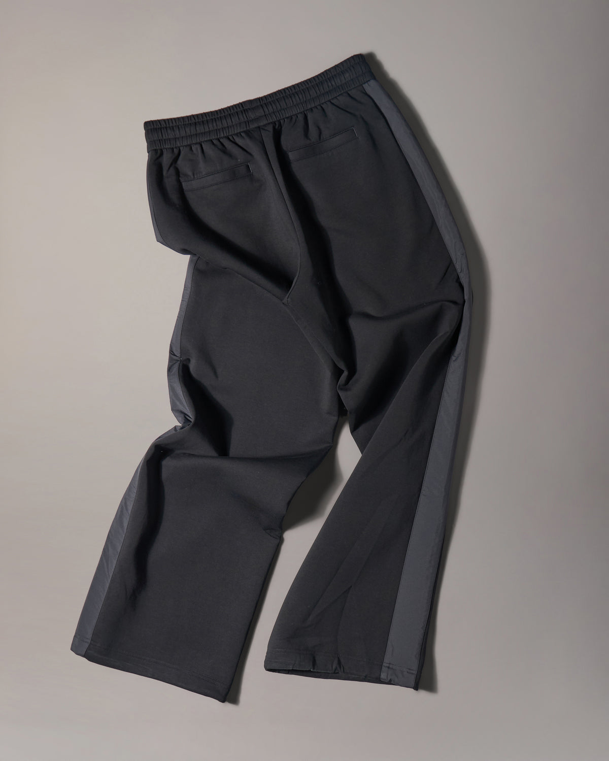 MIXED MEDIA WIDE-LEG PANTS-BLACK