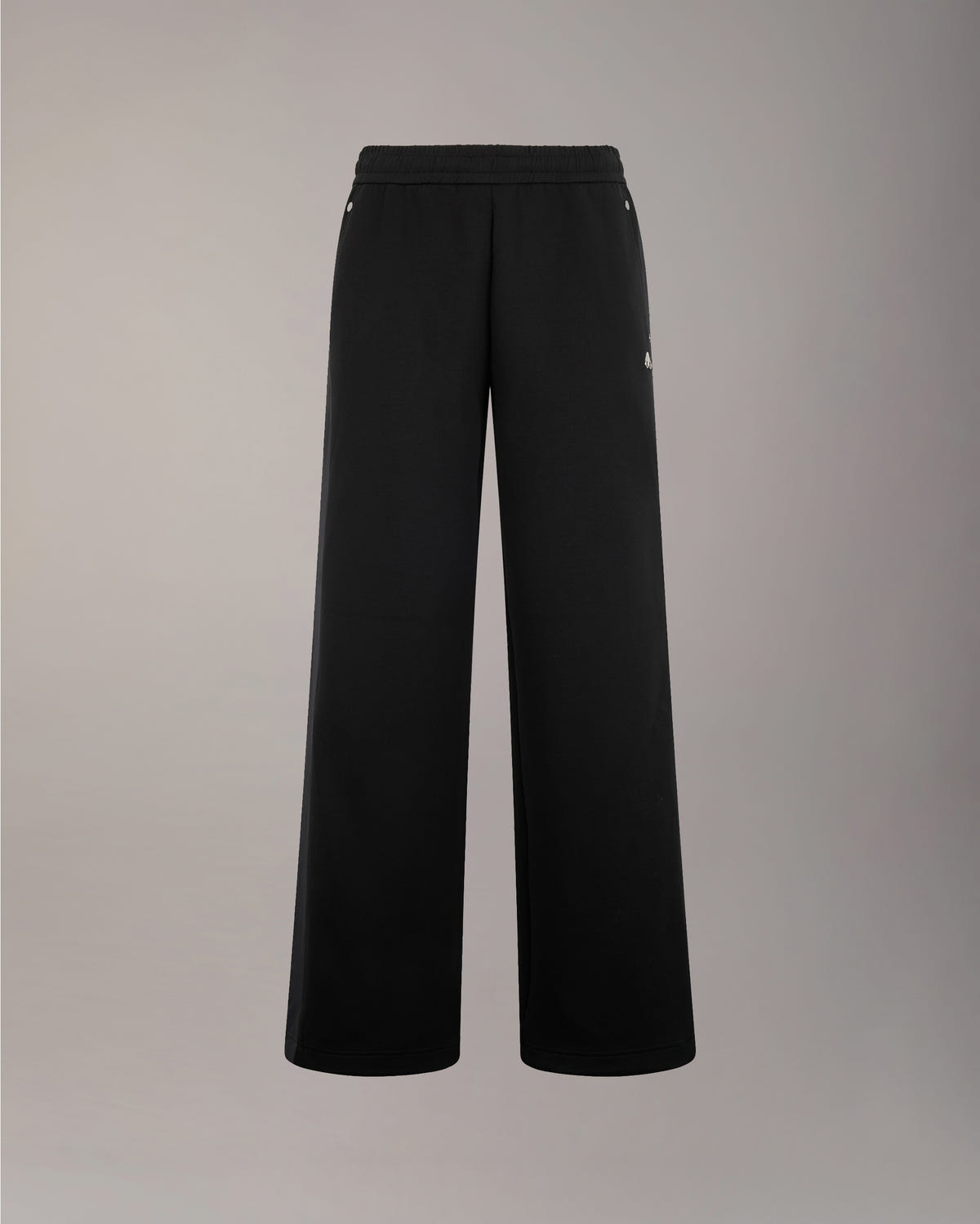 MIXED MEDIA WIDE-LEG PANTS-BLACK