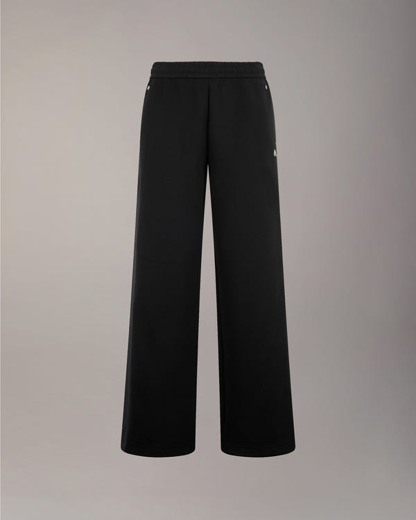 MIXED MEDIA WIDE-LEG PANTS-BLACK