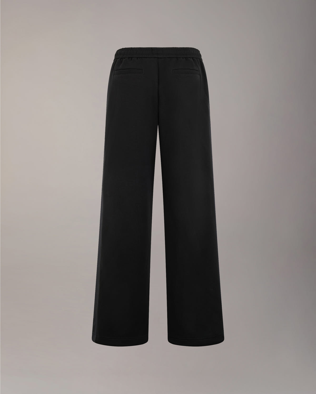 MIXED MEDIA WIDE-LEG PANTS-BLACK