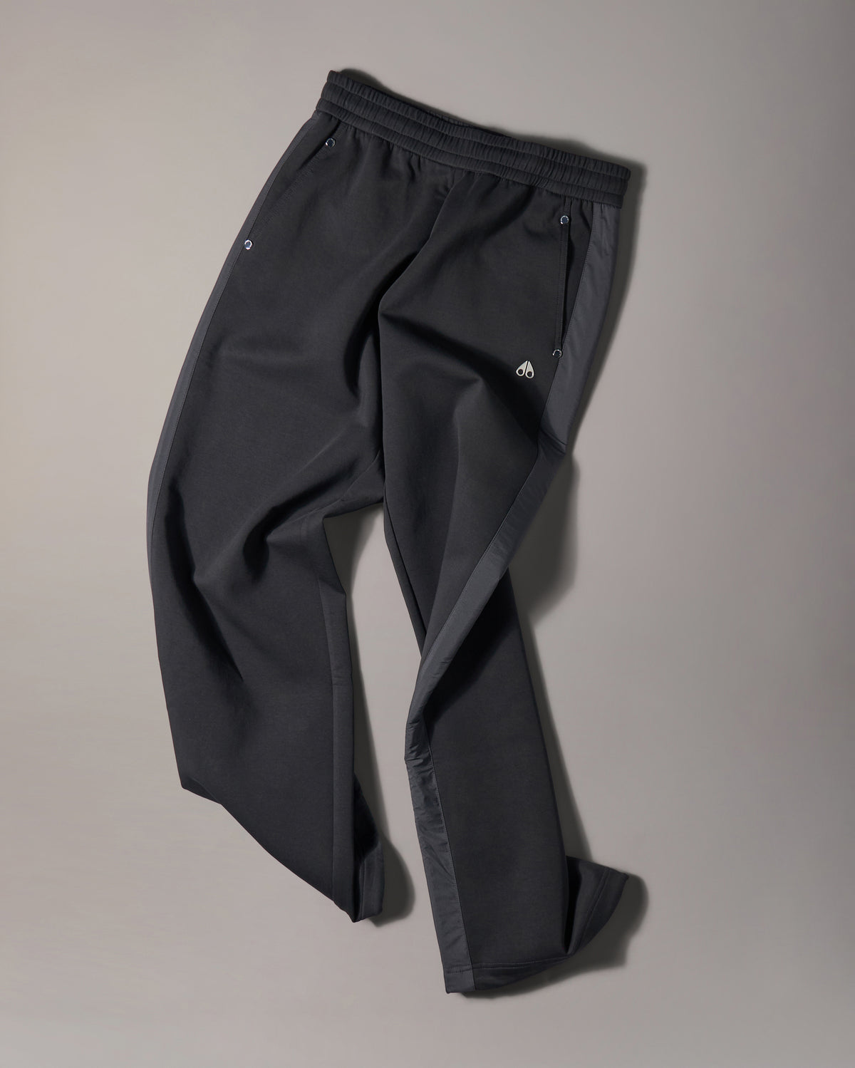 MIXED MEDIA WIDE-LEG PANTS-BLACK