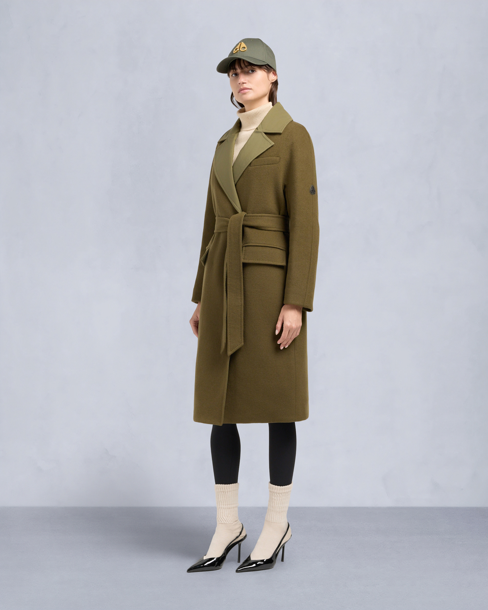 LAFLEUR WOOL LONG WRAP COAT-MARSH