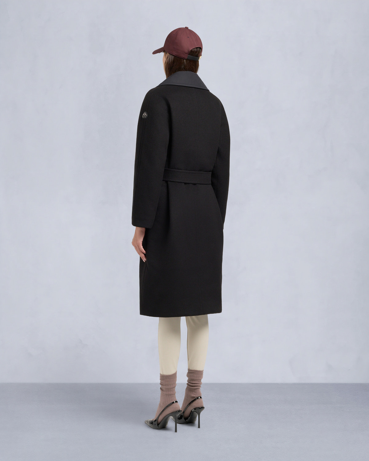 LAFLEUR WOOL LONG WRAP COAT-BLACK